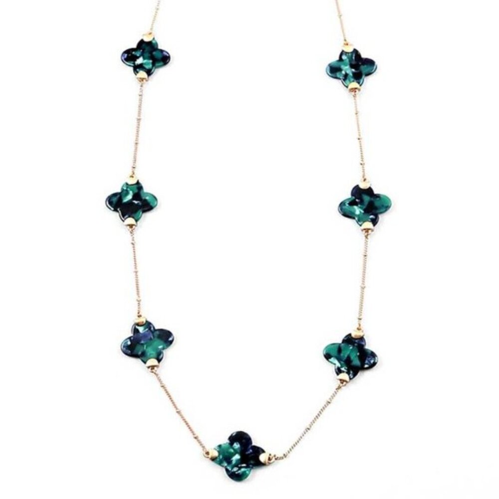 Tigerstars Multi Green Clover Chain Link Necklace